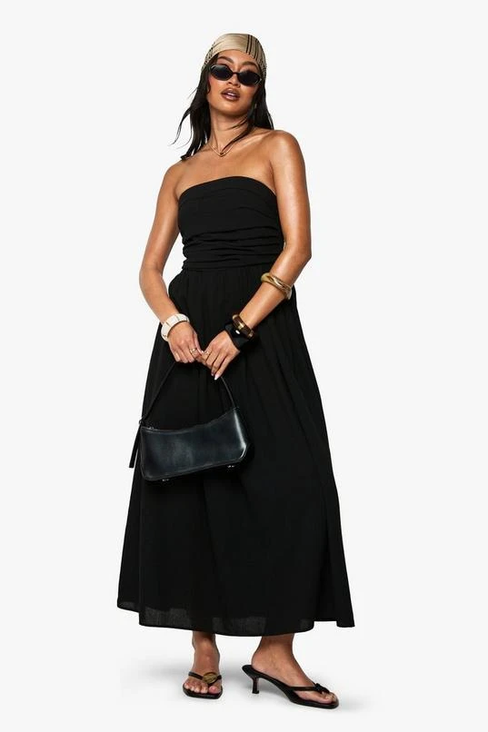 BOOHOO Linen Look Bandeau Midaxi Dress 3 BOOHOO Linen Look Bandeau Midaxi Dress - Image 3