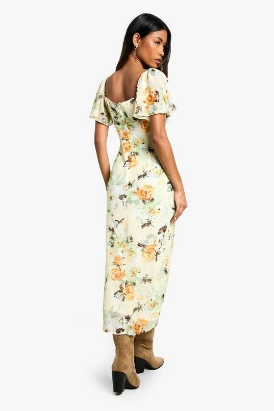 BOOHOO Floral Angel Sleeve Midaxi Dress 2 BOOHOO Floral Angel Sleeve Midaxi Dress - Image 2