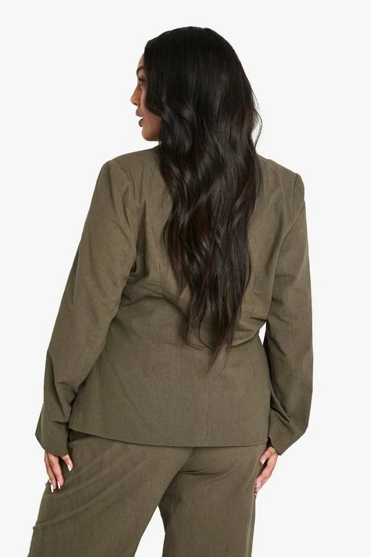 BOOHOO Plus Textured Linen Look Single Breasted Blazer 2 BOOHOO Plus Textured Linen Look Single Breasted Blazer - Image 2
