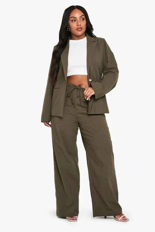 BOOHOO Plus Textured Linen Look Single Breasted Blazer 3 BOOHOO Plus Textured Linen Look Single Breasted Blazer - Image 3