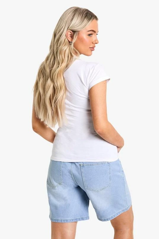BOOHOO Maternity Over The Bump Denim Jorts 2 BOOHOO Maternity Over The Bump Denim Jorts - Image 2