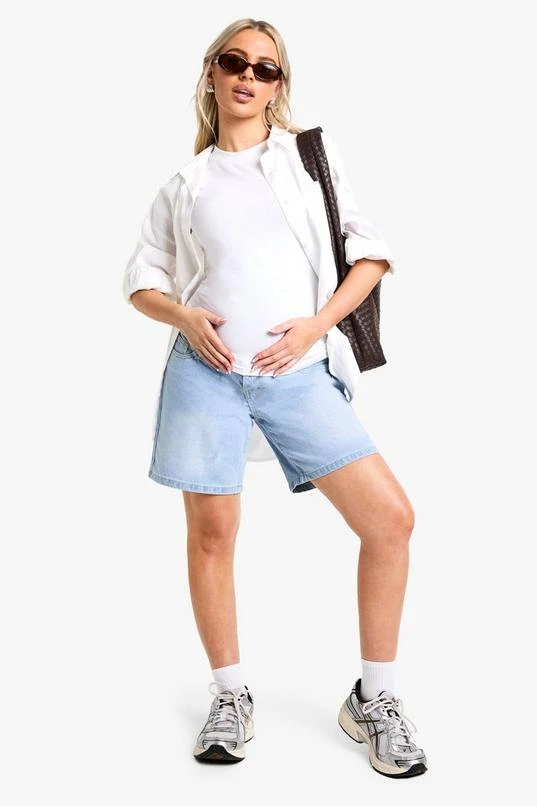 BOOHOO Maternity Over The Bump Denim Jorts 3 BOOHOO Maternity Over The Bump Denim Jorts - Image 3