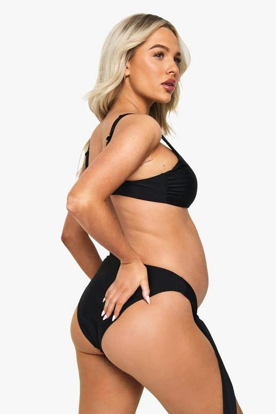 BOOHOO Maternity Scoop Neck High Waisted Tie Detail Bikini 2 BOOHOO Maternity Scoop Neck High Waisted Tie Detail Bikini - Image 2