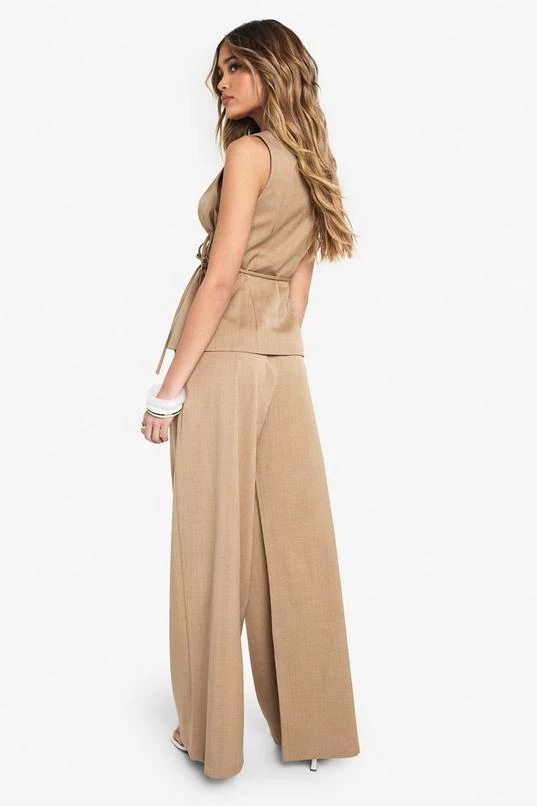 BOOHOO Tailored Linen Look Wide Leg Trousers 2 BOOHOO Tailored Linen Look Wide Leg Trousers - Image 2