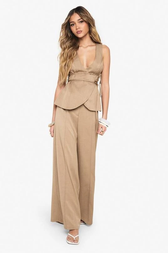 BOOHOO Tailored Linen Look Wide Leg Trousers 3 BOOHOO Tailored Linen Look Wide Leg Trousers - Image 3