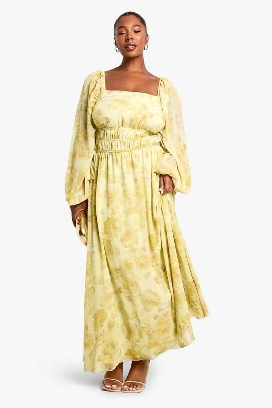 BOOHOO PLUS ELASTICATED SQUARE NECK MAXI DRESS 1 BOOHOO PLUS ELASTICATED SQUARE NECK MAXI DRESS