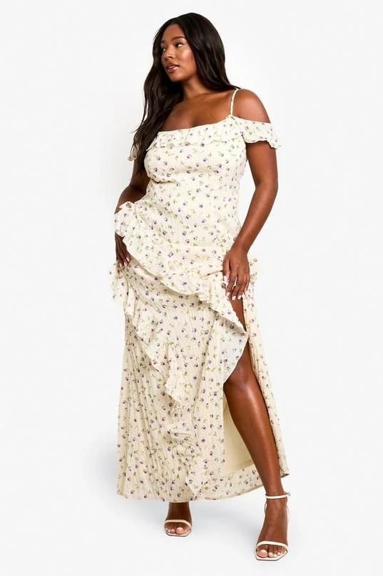 BOOHOO PLUS DITSY FLORAL OFF THE SHOULDER RUFFLE DETAIL MAXI DRESS 3 BOOHOO PLUS DITSY FLORAL OFF THE SHOULDER RUFFLE DETAIL MAXI DRESS - Image 3