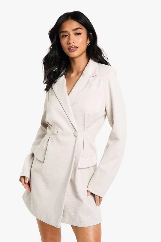 BOOHOO Petite Herringbone Tailored Fitted Blazer Dress 1 BOOHOO Petite Herringbone Tailored Fitted Blazer Dress