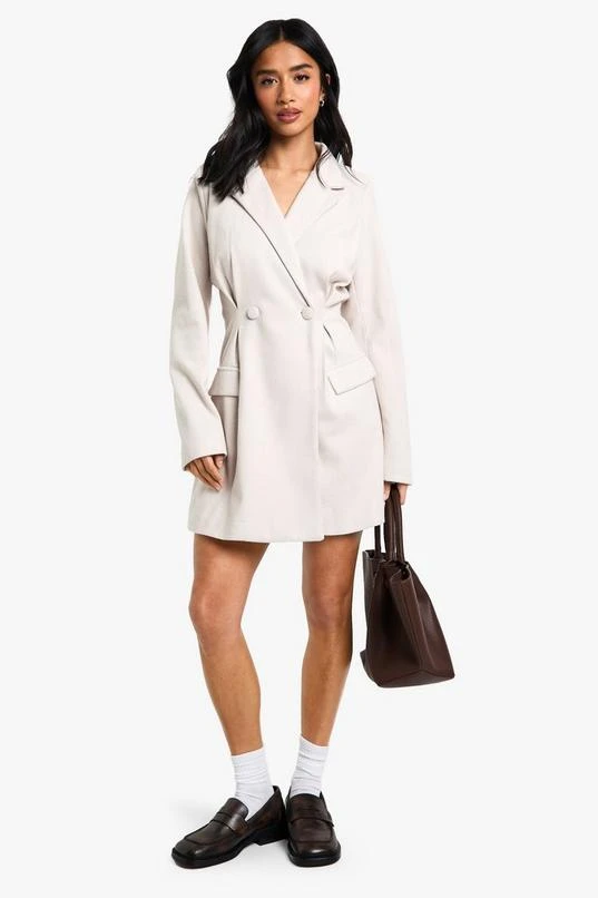 BOOHOO Petite Herringbone Tailored Fitted Blazer Dress 3 BOOHOO Petite Herringbone Tailored Fitted Blazer Dress - Image 3