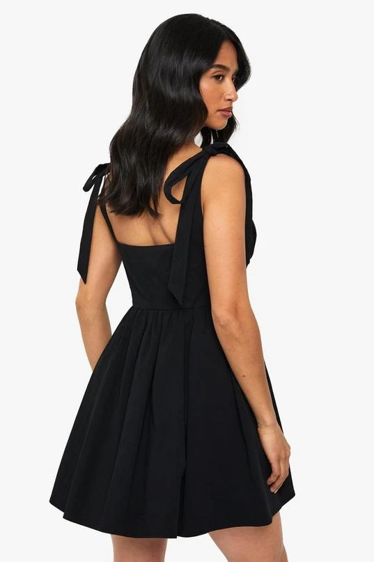 BOOHOO Petite Tie Shoulder Milkmaid Skater Dress 2 BOOHOO Petite Tie Shoulder Milkmaid Skater Dress - Image 2