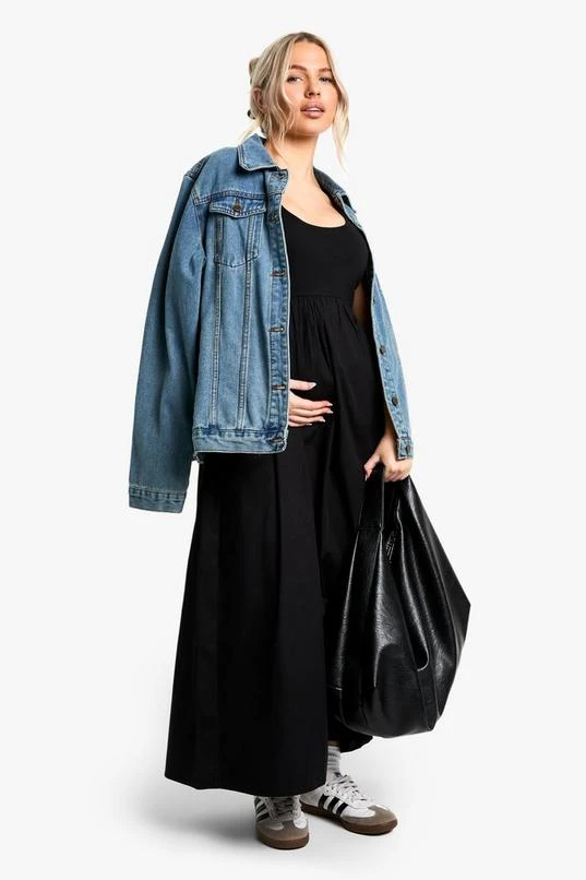 BOOHOO MATERNITY RIB COTTON SQUARE NECK MIDAXI SKATER DRESS 3 BOOHOO MATERNITY RIB COTTON SQUARE NECK MIDAXI SKATER DRESS - Image 3