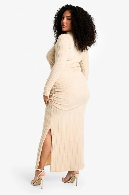 BOOHOO Plus Wide Rib Rouched Maxi Dress 2 BOOHOO Plus Wide Rib Rouched Maxi Dress - Image 2