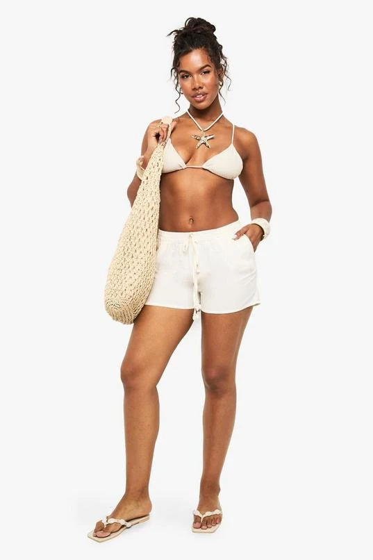 BOOHOO Shell Trim Cotton Beach Shorts 3 BOOHOO Shell Trim Cotton Beach Shorts - Image 3