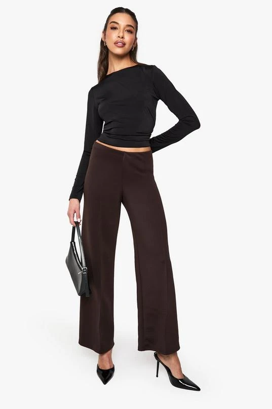 BOOHOO Scuba Pintuck Straight Leg Trouser 1 BOOHOO Scuba Pintuck Straight Leg Trouser