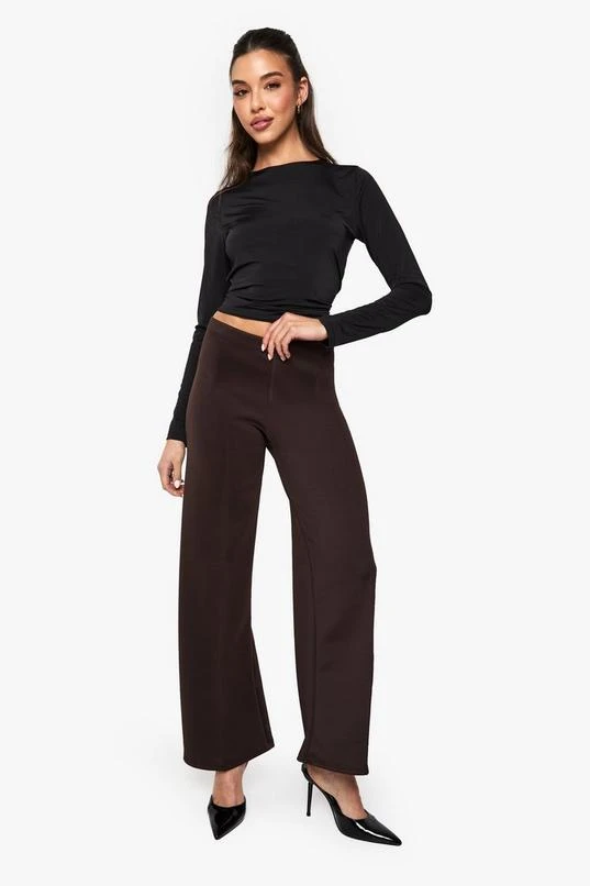 BOOHOO Scuba Pintuck Straight Leg Trouser 3 BOOHOO Scuba Pintuck Straight Leg Trouser - Image 3