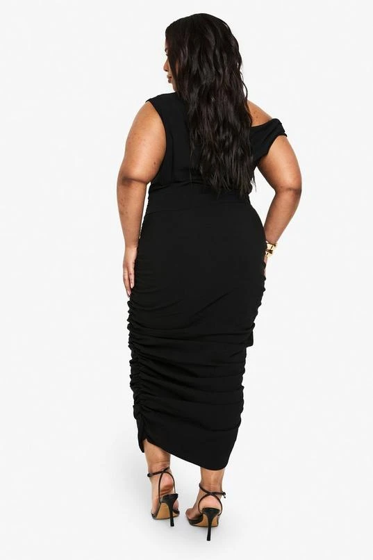 BOOHOO PLUS ASYMMETRIC BENGALINE MIDAXI DRESS 2 BOOHOO PLUS ASYMMETRIC BENGALINE MIDAXI DRESS - Image 2