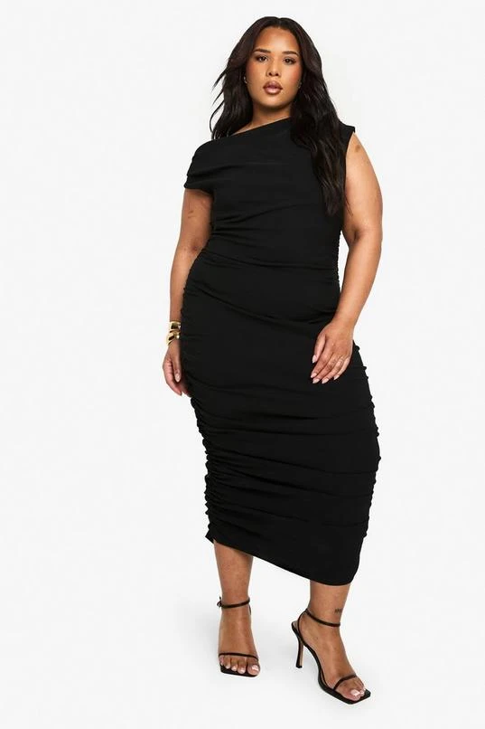 BOOHOO PLUS ASYMMETRIC BENGALINE MIDAXI DRESS 3 BOOHOO PLUS ASYMMETRIC BENGALINE MIDAXI DRESS - Image 3