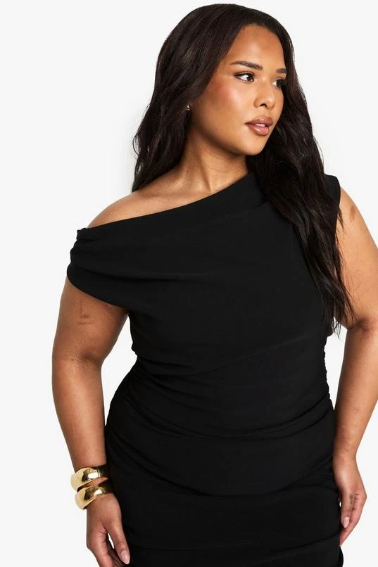 BOOHOO PLUS ASYMMETRIC BENGALINE MIDAXI DRESS 4 BOOHOO PLUS ASYMMETRIC BENGALINE MIDAXI DRESS - Image 4