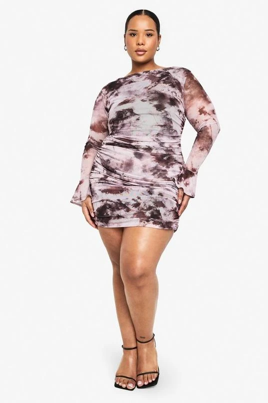 BOOHOO Plus Mesh Abstract Print Mini Dress 3 BOOHOO Plus Mesh Abstract Print Mini Dress - Image 3