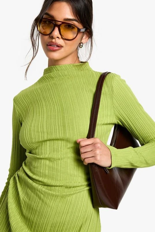 BOOHOO High Neck Ruched Side Skater Dress 4 BOOHOO High Neck Ruched Side Skater Dress - Image 4