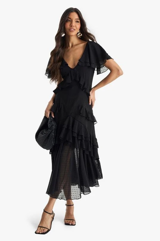 BOOHOO Dobby Frill Detail Maxi Dress 3 BOOHOO Dobby Frill Detail Maxi Dress - Image 3
