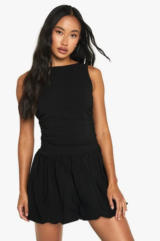 BOOHOO Tailored Slash Neck Puff Ball Mini Dress 1 BOOHOO Tailored Slash Neck Puff Ball Mini Dress