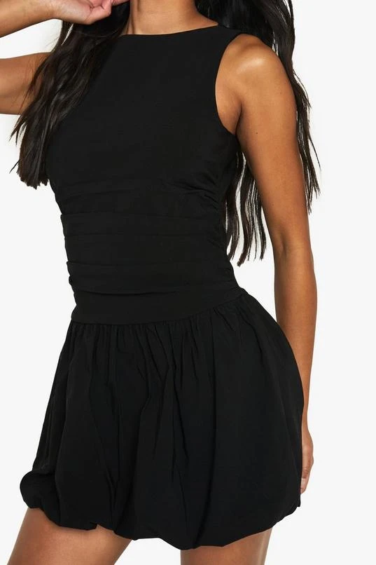 BOOHOO Tailored Slash Neck Puff Ball Mini Dress 4 BOOHOO Tailored Slash Neck Puff Ball Mini Dress - Image 4