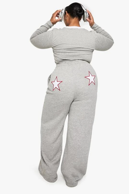 BOOHOO PLUS STAR ICON WIDE LEG JOGGER 1 BOOHOO PLUS STAR ICON WIDE LEG JOGGER