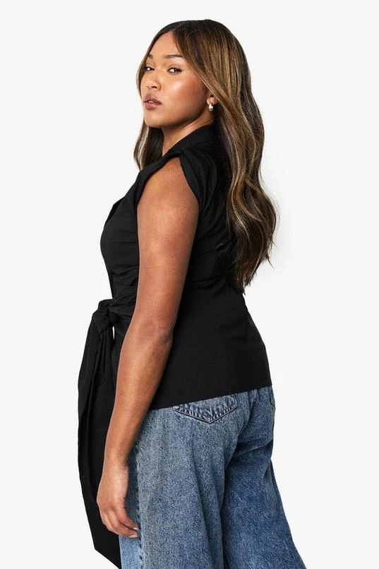 BOOHOO Plus Bengaline Tie Waist Blazer 2 BOOHOO Plus Bengaline Tie Waist Blazer - Image 2