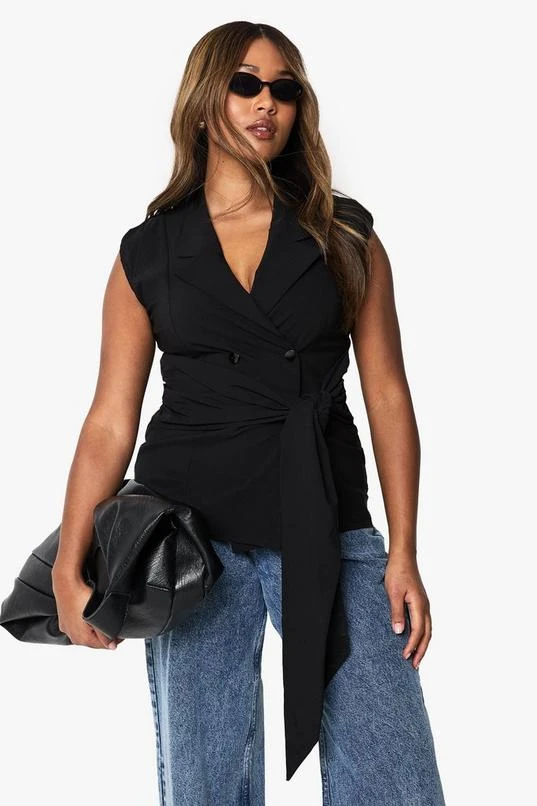 BOOHOO Plus Bengaline Tie Waist Blazer 3 BOOHOO Plus Bengaline Tie Waist Blazer - Image 3