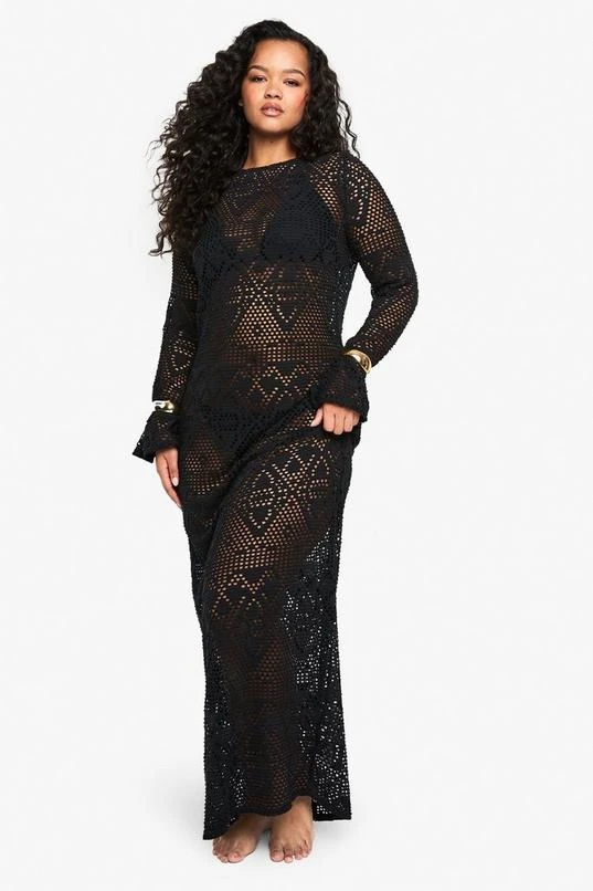 BOOHOO Plus Flared Sleeve Maxi Beach Dress 1 BOOHOO Plus Flared Sleeve Maxi Beach Dress