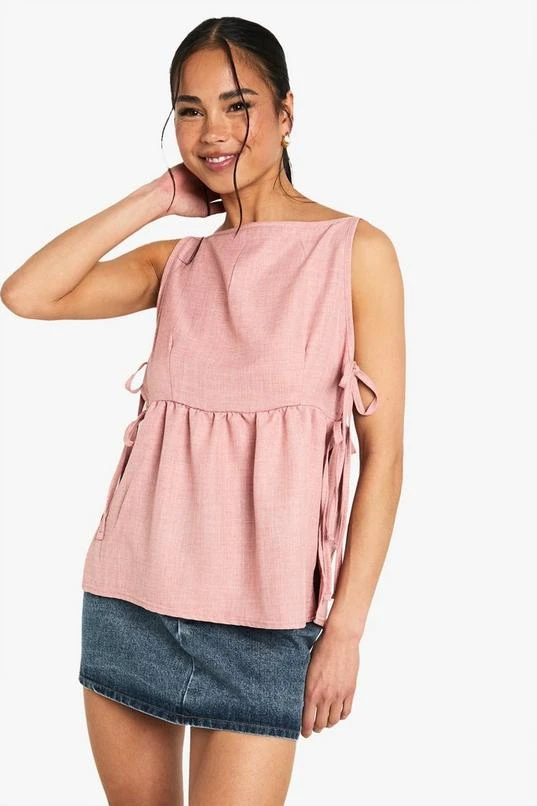 BOOHOO Linen Look Strappy Smock Top 3 BOOHOO Linen Look Strappy Smock Top - Image 3