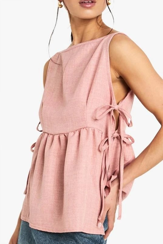 BOOHOO Linen Look Strappy Smock Top 4 BOOHOO Linen Look Strappy Smock Top - Image 4