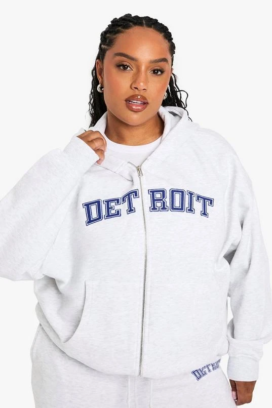 BOOHOO PLUS DETROIT ZIP THROUGH OVERSIZED HOODIE 1 BOOHOO PLUS DETROIT ZIP THROUGH OVERSIZED HOODIE
