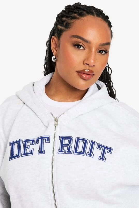 BOOHOO PLUS DETROIT ZIP THROUGH OVERSIZED HOODIE 4 BOOHOO PLUS DETROIT ZIP THROUGH OVERSIZED HOODIE - Image 4