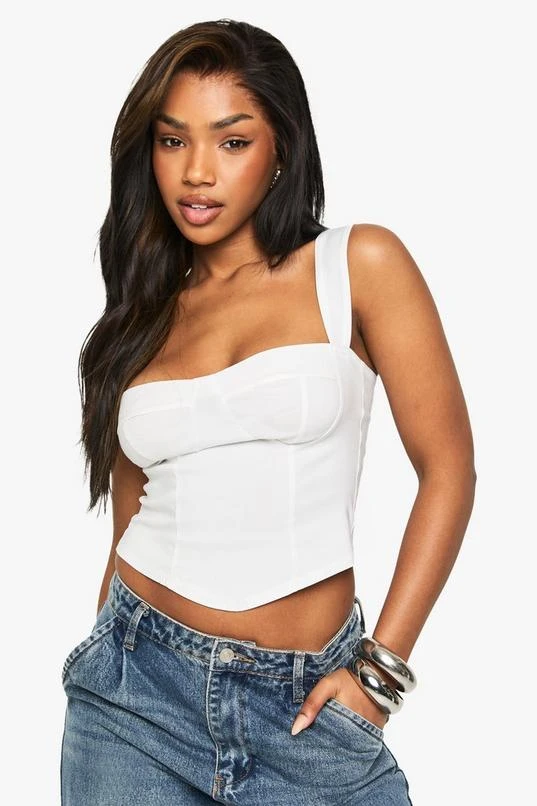 BOOHOO Bengaline Cup Detail Corset Top 1 BOOHOO Bengaline Cup Detail Corset Top