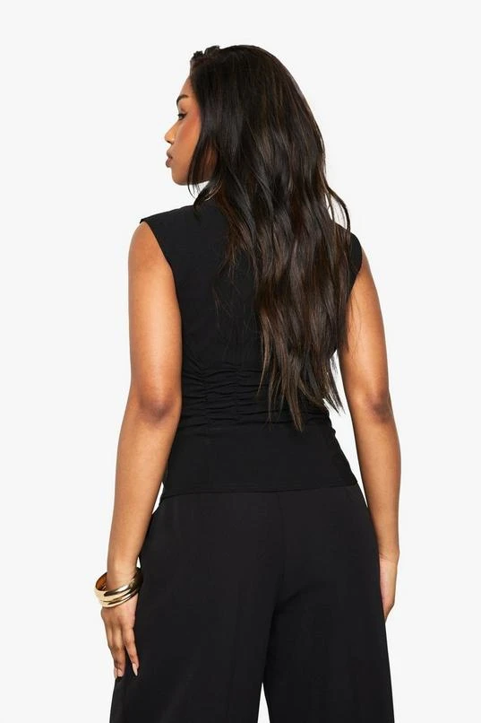 BOOHOO Bengaline Ruched Sleeveless Hook & Eye Top 2 BOOHOO Bengaline Ruched Sleeveless Hook & Eye Top - Image 2