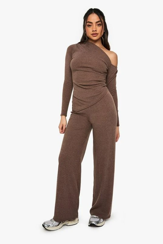 BOOHOO RIB WIDE LEG TROUSER 3 BOOHOO RIB WIDE LEG TROUSER - Image 3