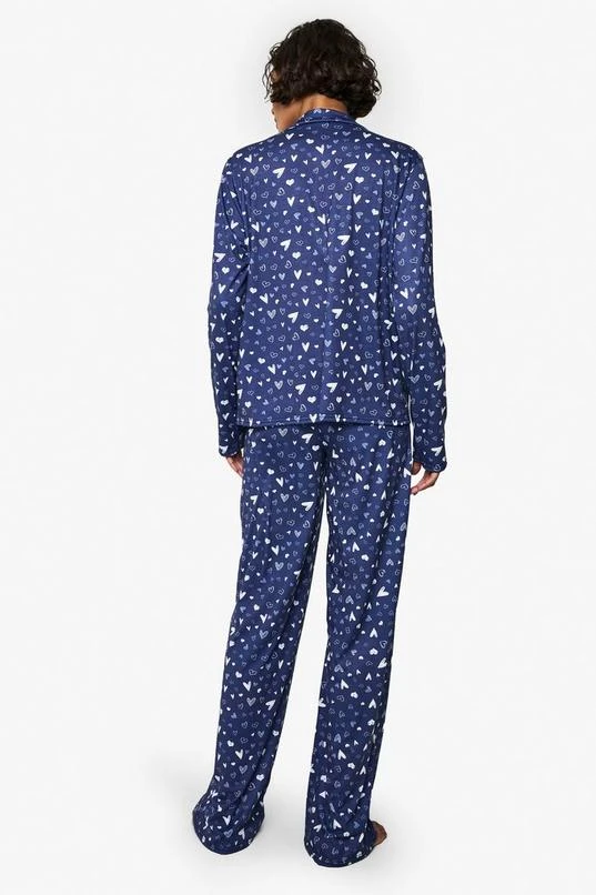 BOOHOO Tall Navy Heart Shirt & Trouser Pyjama Set 2 BOOHOO Tall Navy Heart Shirt & Trouser Pyjama Set - Image 2