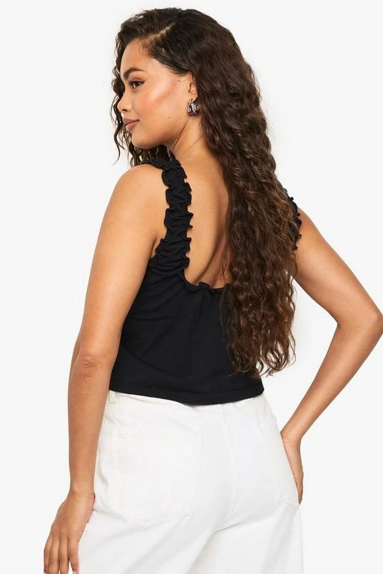 BOOHOO COTTON FRILLED NECKLINE MILKMAID TOP 2 BOOHOO COTTON FRILLED NECKLINE MILKMAID TOP - Image 2