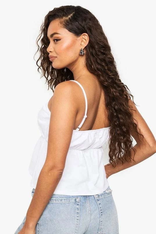 BOOHOO COTTON STRAPPY MILKMAID PEPLUM TOP 2 BOOHOO COTTON STRAPPY MILKMAID PEPLUM TOP - Image 2
