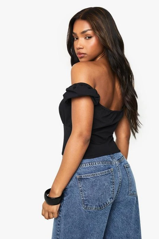 BOOHOO Cotton Tie Front Milkamid Top 2 BOOHOO Cotton Tie Front Milkamid Top - Image 2