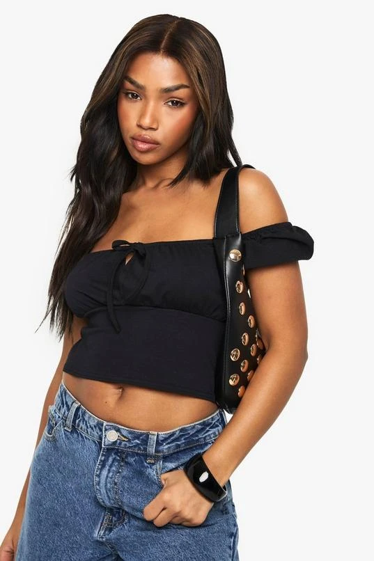 BOOHOO Cotton Tie Front Milkamid Top 3 BOOHOO Cotton Tie Front Milkamid Top - Image 3