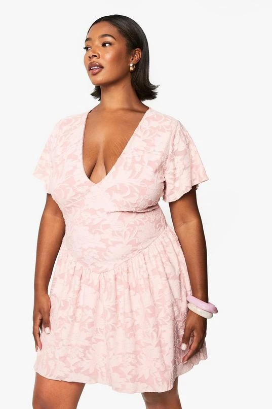 BOOHOO PLUS FLORAL BURNOUT MINI SKATER DRESS 1 BOOHOO PLUS FLORAL BURNOUT MINI SKATER DRESS