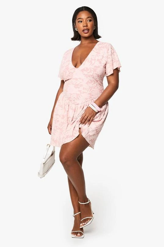 BOOHOO PLUS FLORAL BURNOUT MINI SKATER DRESS 3 BOOHOO PLUS FLORAL BURNOUT MINI SKATER DRESS - Image 3