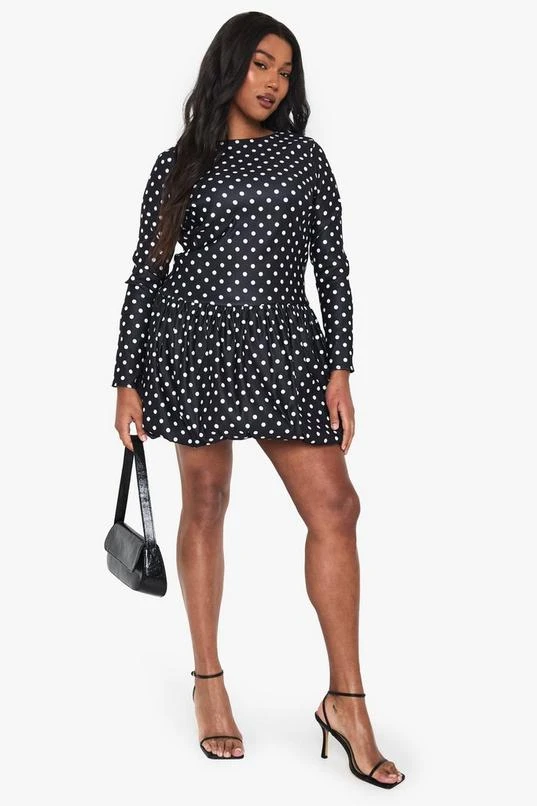 BOOHOO PLUS POLKA DOT PUFFBALL MINI DRESS 3 BOOHOO PLUS POLKA DOT PUFFBALL MINI DRESS - Image 3