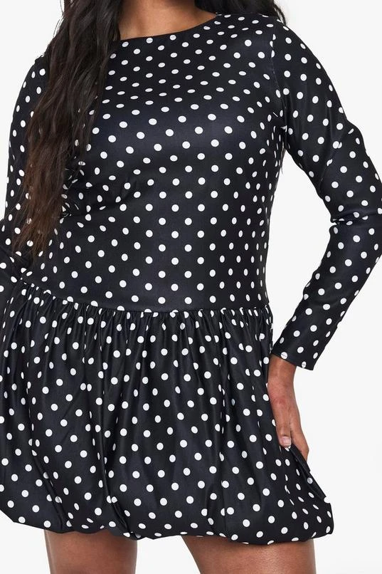 BOOHOO PLUS POLKA DOT PUFFBALL MINI DRESS 4 BOOHOO PLUS POLKA DOT PUFFBALL MINI DRESS - Image 4