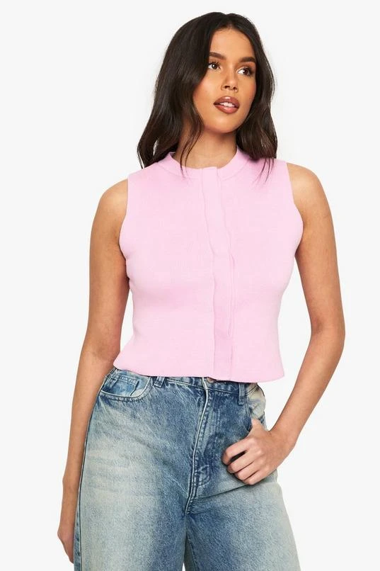 BOOHOO Longline Concealed Button Knitted Waistcoat 1 BOOHOO Longline Concealed Button Knitted Waistcoat