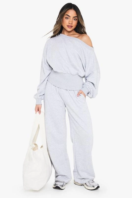 BOOHOO OFF THE SHOULDER CINCHED WAIST WIDE LEG TRACKSUIT 1 BOOHOO OFF THE SHOULDER CINCHED WAIST WIDE LEG TRACKSUIT