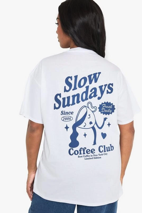 BOOHOO PLUS SLOW SUNDAYS OVERSIZED T-SHIRT 1 BOOHOO PLUS SLOW SUNDAYS OVERSIZED T-SHIRT